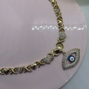 Gold plated Evil Eye Heart Necklace